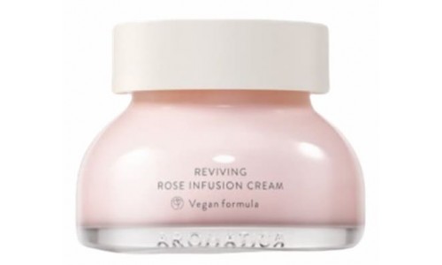 Reviving Rose Infusion Cream AROMATICA, crema hidratante de rosa y aloe vera es vegana y orgánica. ¡le encantará a tu piel!