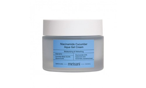 Soy una crema hidratante coreana ideal para piel mixta y grasa Niacinamide Cucumber Aqua Gel Cream de la marca MEISANI